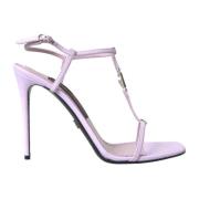 Lilla skinn T-stropp sandal