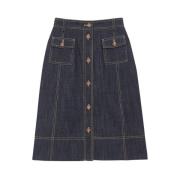 Elegant Denim A-linje Skjørt