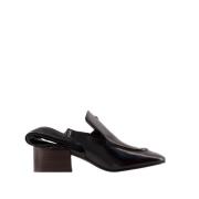 Svart skinn Sling Back Loafers