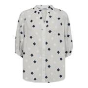 Brodert Grafisk Print Bluse