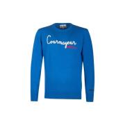 Blå Crewneck Genser med Elegant Design