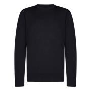 Blå Ribbestrikket Crewneck Sweater 4G Logo