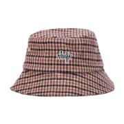 Brun Tweed Bucket Hat med Broderi