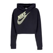 Svart Crop Hoodie Sportstøy Fleece