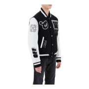 Varsity Bomber Jacket med skinnarmer