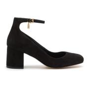 Sorte Perla Pumps med Gull Detaljer