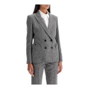 Tweed Bouclé Dobbeltspent Blazer