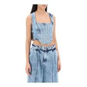 Marmorert Denim Bustier Topp