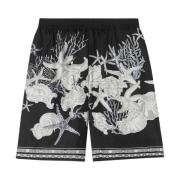 Sort Barocco Sea Print Silke Shorts