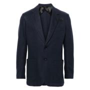 Elegant Svart Silke Ull Blazer