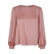 Klassisk Rose Bluse med Rund Hals