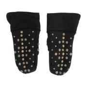 Studded Shearling Hansker - Svart