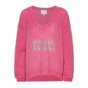 Krystall Drøm V-Hals Pullover Rosa