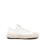 Hvite Canvas Sneakers med Distressed Effekt