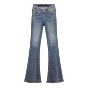 Vintage-Style Butterfly Flare Denim Jeans