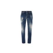 Slim fit jeans med brukt vaskeeffekt