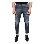 Mørkeblå Skinny Denim Jeans med Logo