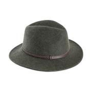 Klassisk Fedora Hatt Oliven Melange