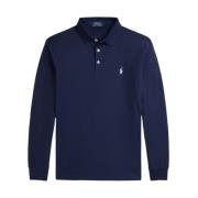 Tilpasset Slim FIT Stretch Mesh Polo Skjorte Navy