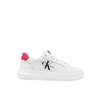 Trendy Hvite Skinn Sneakers