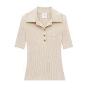 Beige Polo Skjorte med Logo