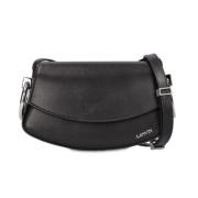 Svart Crossbody Flap Veske med Metallic