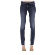 Slim Fit Denim Jeans med Frynset Hem