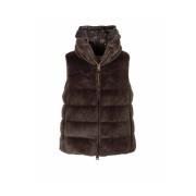 Ermeløs Puffer Vest i Faux Fur