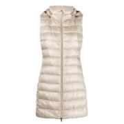 Quiltet Beige Vest med Hette