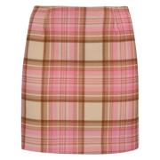 Tartan Ull Mini Skjørt Rosa