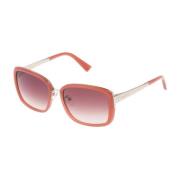 Rosa Acetat Solbriller med Brun Gradient