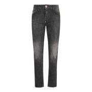 Grå Splash Straight Cut Denim Bukser