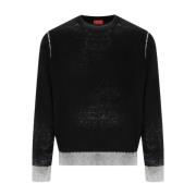 Sort Crewneck Jumper med Faded Effekt