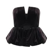 Svart Velvet Bandeau Top