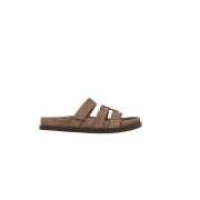 Brun Semsket Slide Sandaler