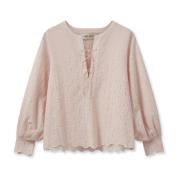 Bluse med Anglaise Slips og Puff-ermer