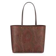 Paisley Jacquard Tote med skinnhåndtak