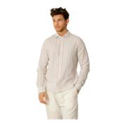 Sand Melange Clean Cut Jamie Cotton Linen Striped Ls Skjorter