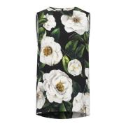 Gardenia Print Silke Charmeuse Topp