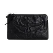 Svart skinn englevinger clutch