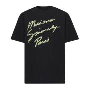 Paris Embroidered Black Cotton T-shirt