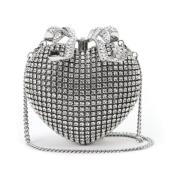 Rhinestone Heart Clutch med Bue Detalj