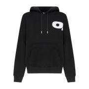 Svart Logo Hoodie Jersey Tekstur