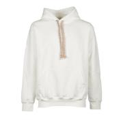 Hvit Hoodie med Logo Print