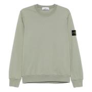 Grønn Crew-neck Bomull Fleece Sweatshirt