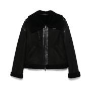 Shearling Spenne-Krage Skinnjakke