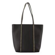 Rockstud Grained Leather Shopper Bag