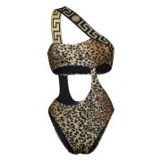 Leopardmønstret One Shoulder Badedrakt