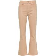 Beige Coated Bomullsblanding Flared Jeans