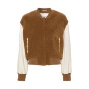 Shearling Fargeblokk Baseball Jakke